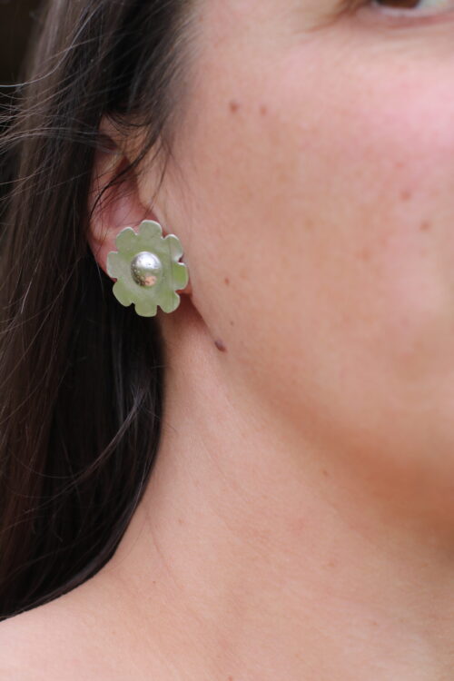 Boucles d'oreilles made in France en argent en forme de fleur marguerite