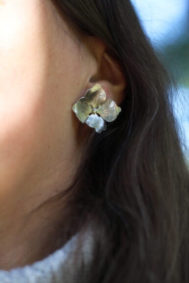 Boucles d'oreilles pour femme originale fleur d'hortensia