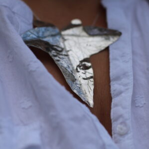 collier feuille en argent massif