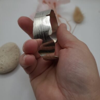 Bracelet manchette argent femme gingko – Image 6