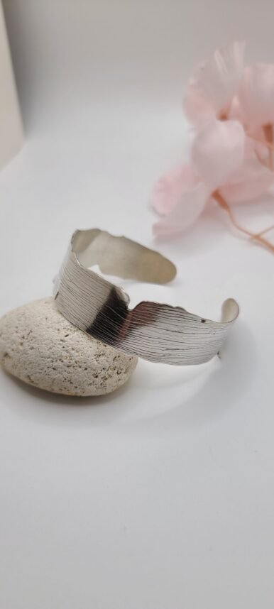Bracelet manchette argent femme gingko – Image 8