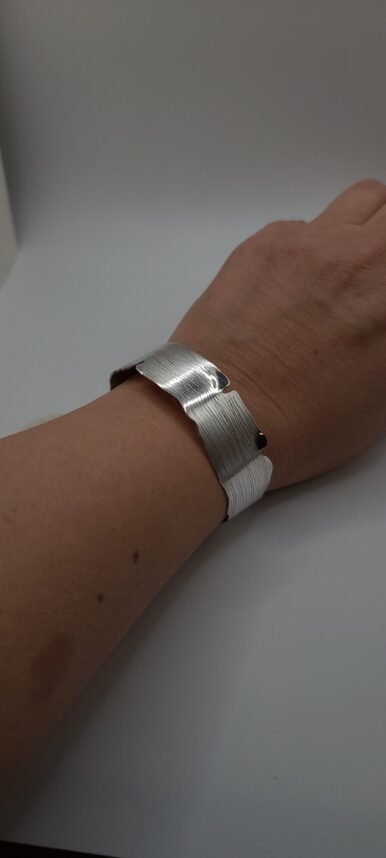 Bracelet manchette argent femme gingko – Image 3