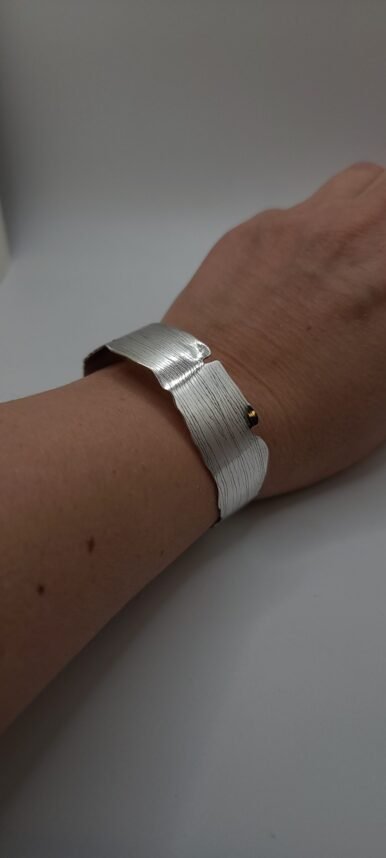 Bracelet manchette argent femme gingko – Image 9