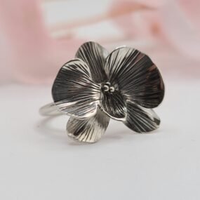bague en forme de fleur d'orchidée argent 925