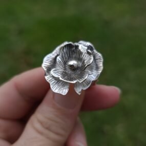 bague coquelicot en argent fabrication en France