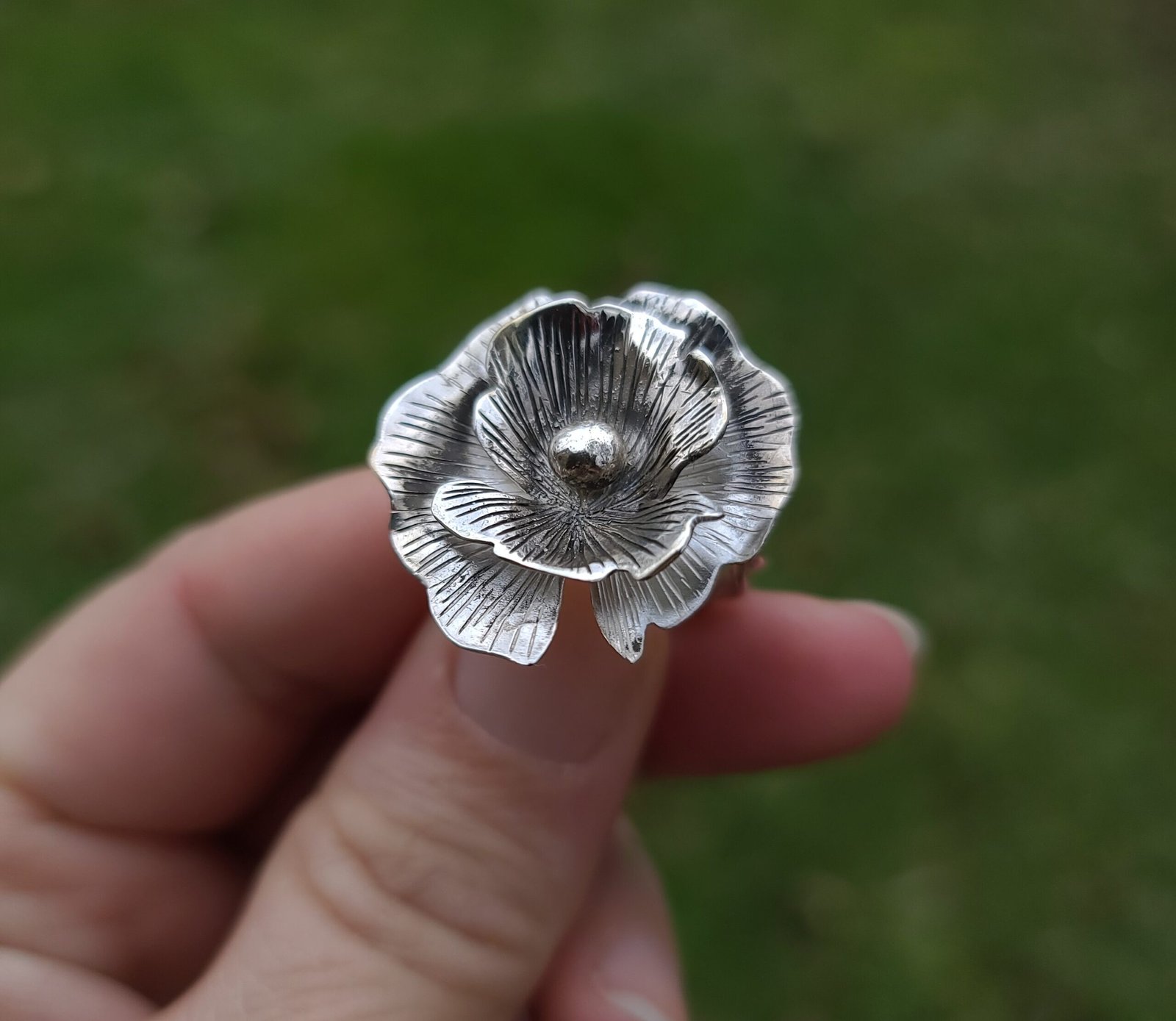 bague coquelicot en argent fabrication en France