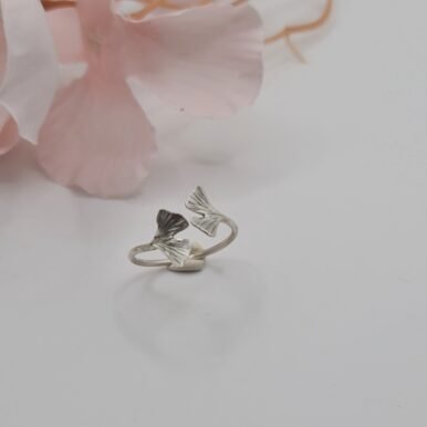 Bague réglable argent ginkgo – Image 8