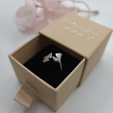 Bague réglable argent ginkgo – Image 9