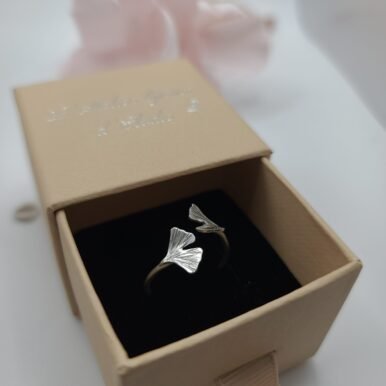 bague réglable en argent en feuille