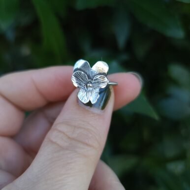 bague florale en argent massif