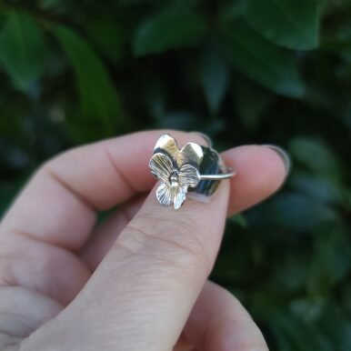 bijoux fleur de pensée en argent, bijoux de créateur